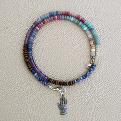 0--DESERT NIGHTS MINI-MINI GEMSTONE NECKLACE W/ EYE HAND--16"