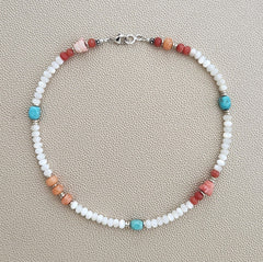 MOTHER OF PEARL MIXED STONE NECKLACE--16"