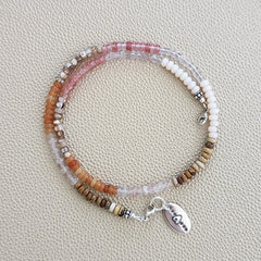 0--DESERT AFTERNOON MINI-MINI GEMSTONE NECKLACE W/ HEART TAG--16"