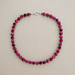 0--PINK TIGERS EYE NECKLACE--16"