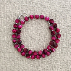0--PINK TIGERS EYE NECKLACE--16"