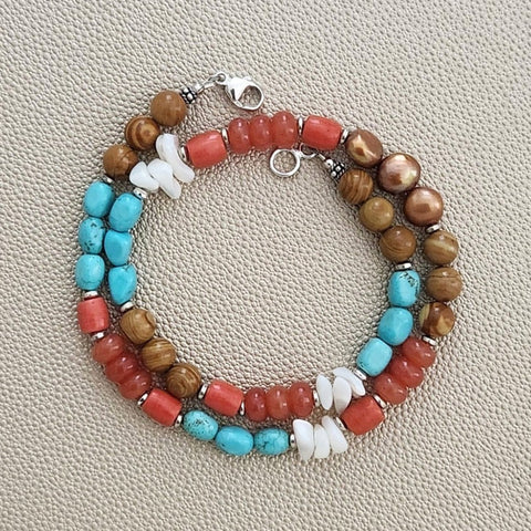 ORANGE JADE MIX NECKLACE--18IN