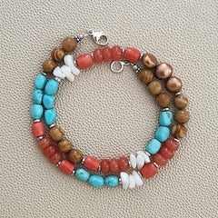 ORANGE JADE MIX NECKLACE--18IN