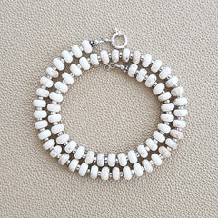 0--WHITE HOWLITE TURQUOISE NECKLACE--18"
