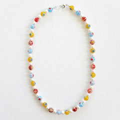 MILLEFIORI MULTI COLORED BEAD NECKLACE-19"