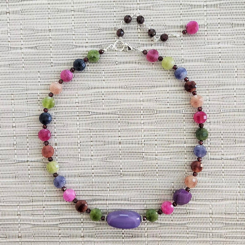 TOURMALINE NECKLACE W/ PURPLE AGATE-17"