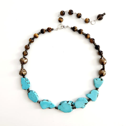 TURQUOISE SLAB NECKLACE-16"