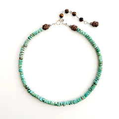 0--TURQUOISE HEISHI NECKLACE-16IN