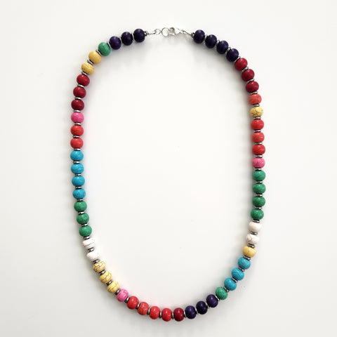 0--GURI GURI MULTI COLOR BEADED NECKLACE--24"