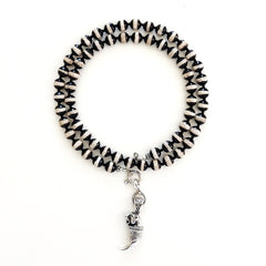 00--STRIPED TIBETAN AGATE NECKLACEW/ TIGER CLAW PENDANT--24"
