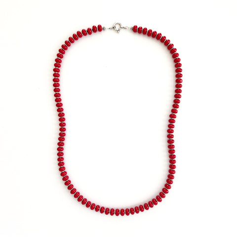 00--RED COLOR JADE NECKLACE--24"