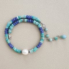 AMAZONITE & JADE NECKLACE-16"