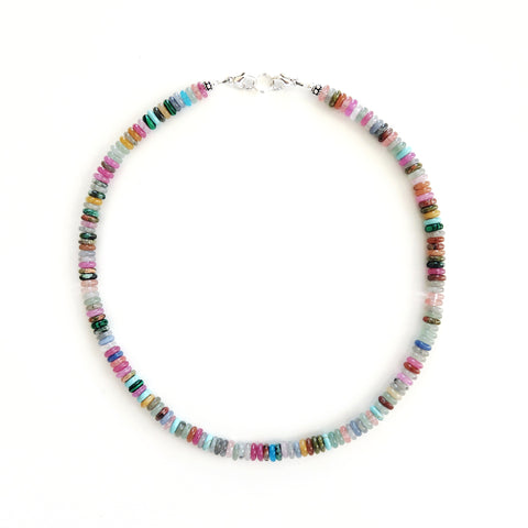 MIXED MINI GEMSTONE NECKLACE-16"