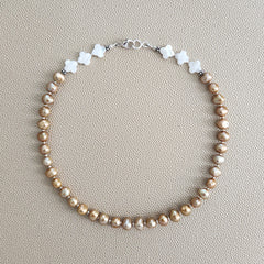CHAMPAGNE GOLD PEARL NECKLACE--16"