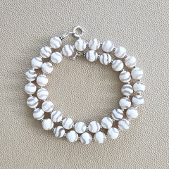 0--WHITE STRIPE TIBETAN AGATE NECKLACE--20"
