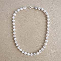 0--WHITE STRIPE TIBETAN AGATE NECKLACE--20"