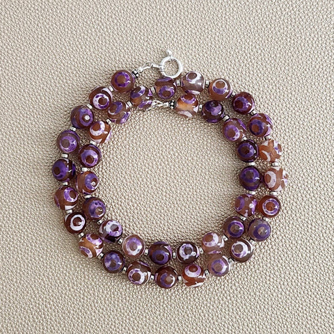 0--PURPLE TIBETAN AGATE NECKLACE--20"
