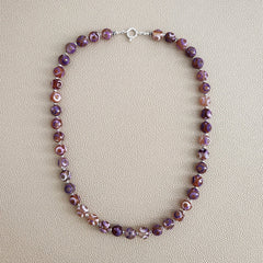 0--PURPLE TIBETAN AGATE NECKLACE--20"