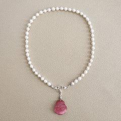 0--MINI BAROQUE PEARL NECKLACE W/ HAPPY BUDDHA--18"