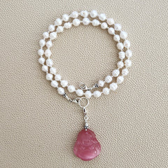 0--MINI BAROQUE PEARL NECKLACE W/ HAPPY BUDDHA--18"