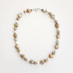 0--GOLD PEARL MIX NECKLACE--18"