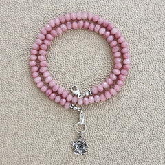 0--MINI PINK OPAL NECKLACE W/ MINI 925 SAKURA--16"