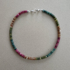 0--MINI MULTI-COLORED JADE NECKLACE--16.75"