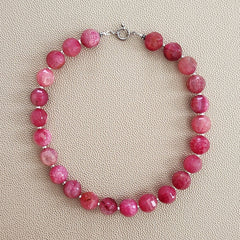 0--PINK AGATE NECKLACE--16"