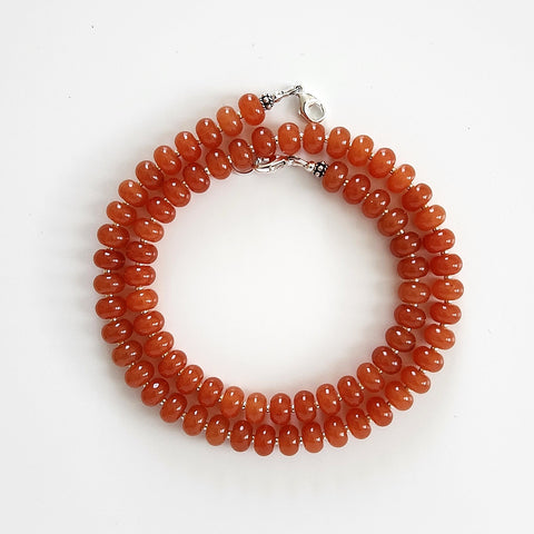 0--ORANGE COLOR JADE NECKLACE--20"