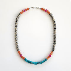 0--DALMATION JASPER & ORANGE JADE NECKLACE--20"