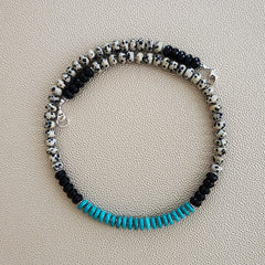 0--DALMATION JASPER & BLACK ONYX NECKLACE--20"