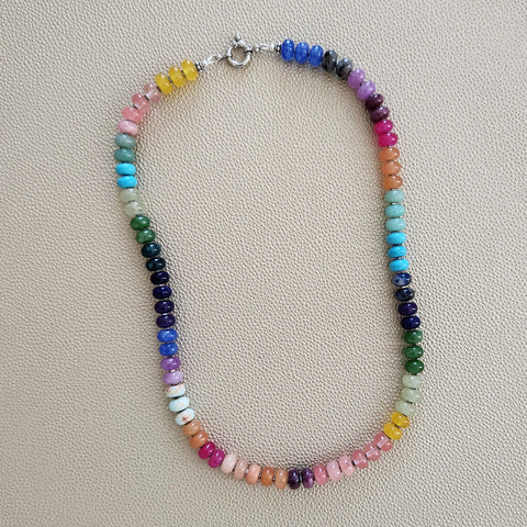 0--HAPPY IN HALIEWA MULTI GEMSTONE NECKLACE--19"