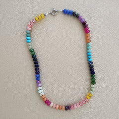 0--HAPPY IN HALIEWA MULTI GEMSTONE NECKLACE--19"
