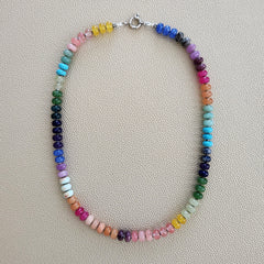 0--HAPPY IN HALIEWA MULTI GEMSTONE NECKLACE--19"