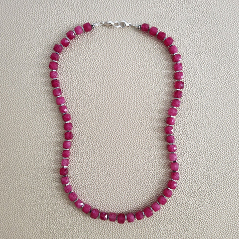 0--MIDNIGHT DREAMS PINK JADE NECKLACE--18"