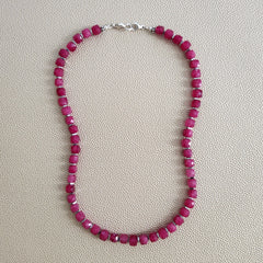 0--MIDNIGHT DREAMS PINK JADE NECKLACE--18"