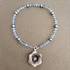 0--OPALITE NECKLACE W/ POPPY PENDANT--16"