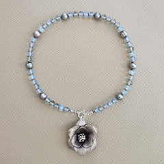 0--OPALITE NECKLACE W/ POPPY PENDANT--16"