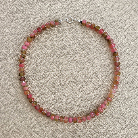 0--PINK GREEN JADE NECKLACE--16"