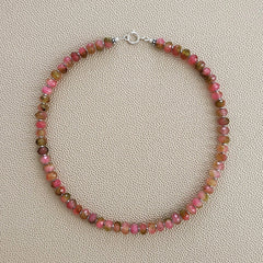 0--PINK GREEN JADE NECKLACE--16"