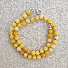 0--CLOUDY YELLOW JADE NECKLACE--16"