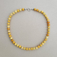 0--CLOUDY YELLOW JADE NECKLACE--16"