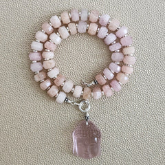 0--PINK MORGANITE NECKLACE W/ PINK BUDDHA--16"