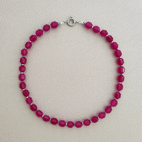 0--FUCHSIA PINK AGATE NECKLACE--16"