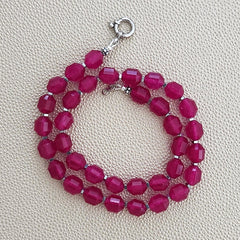0--FUCHSIA PINK AGATE NECKLACE--16"