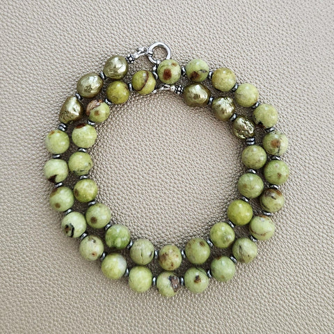 0--GREEN AFRICAN DENDRITIC OPAL NECKLACE--20"