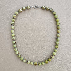0--GREEN AFRICAN DENDRITIC OPAL NECKLACE--20"