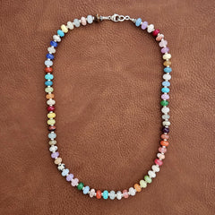 0--JELLYBEAN COLORS MIXED GEMSTONE NECKLACE-20"