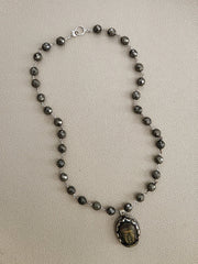 PYRITE NECKLACE WITH BUDDHA PENDANT-24"