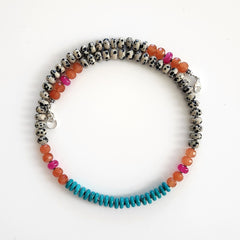 0--DALMATION JASPER & ORANGE JADE NECKLACE--20"